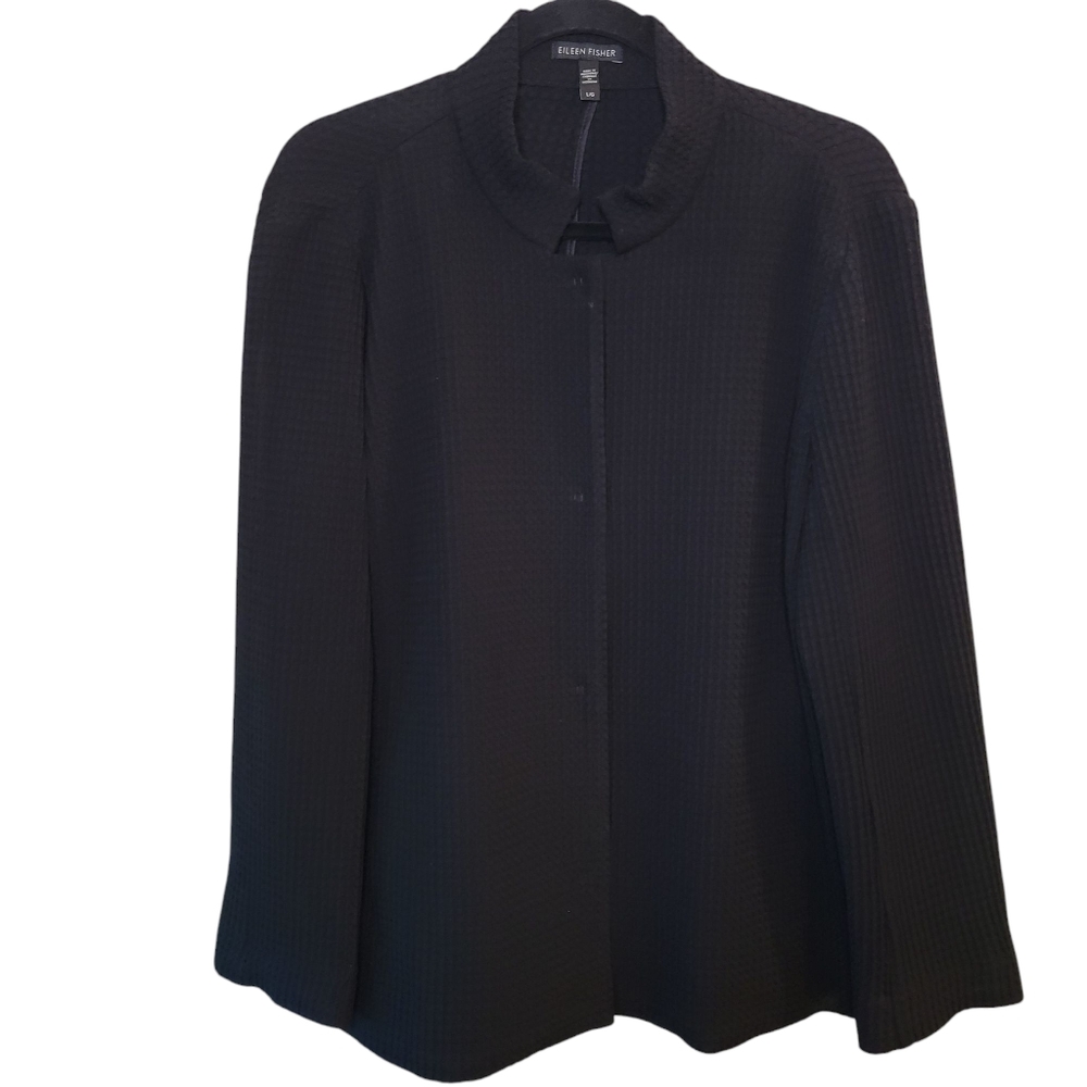 Eileen Fisher Waffle Knit Snap Front Jacket Women's Size Large